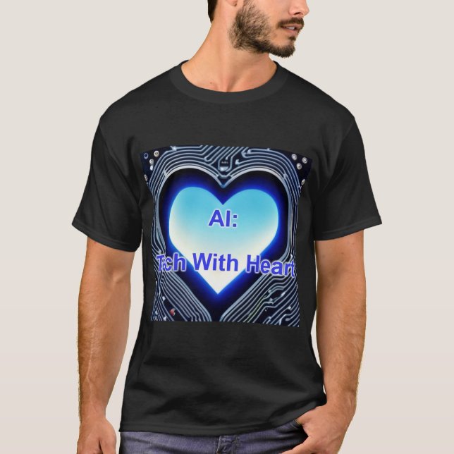 AI: Tech with Heart Men's Black T-Shirt (Front)