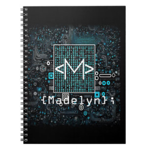 Ai - Technology - Coding Monogram - Letter M Notebook
