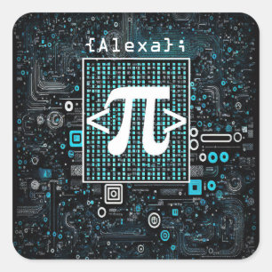 Ai - Technology - Coding Monogram - Pi Symbol Square Sticker