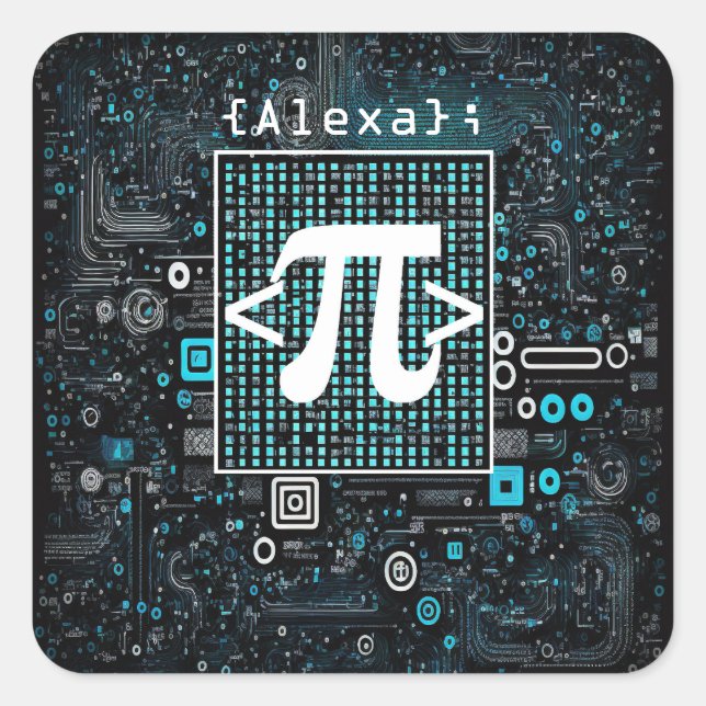 Ai - Technology - Coding Monogram - Pi Symbol Square Sticker (Front)