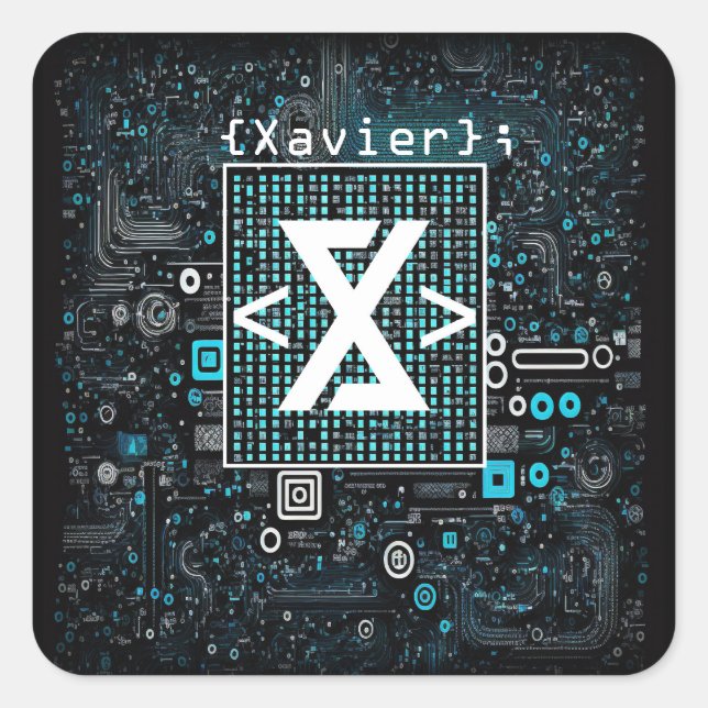 Ai - Technology - Coding Monogram - Xavier Square Sticker (Front)