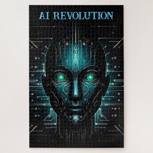 AI technology software robotics modern green  Jigsaw Puzzle (Vertical)