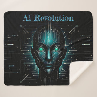 AI technology software robotics modern green Sherpa Blanket
