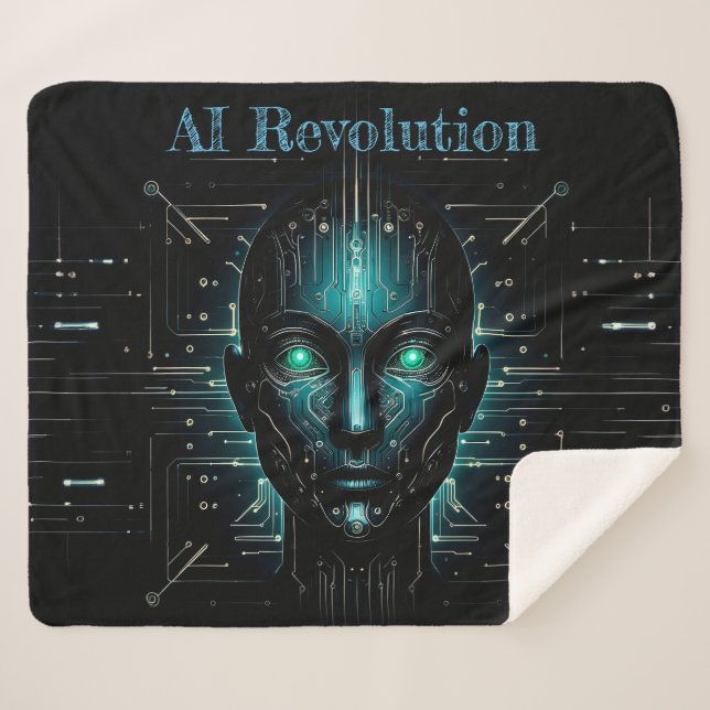AI technology software robotics modern green Sherpa Blanket (Front (Horizontal))