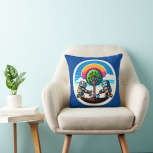 AI Tree Planter Sticker Eco-Friendly Robot Design Cushion
