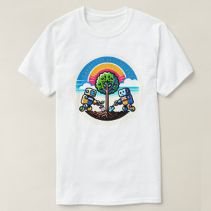 AI Tree Planter Sticker Eco-Friendly Robot Design T-Shirt