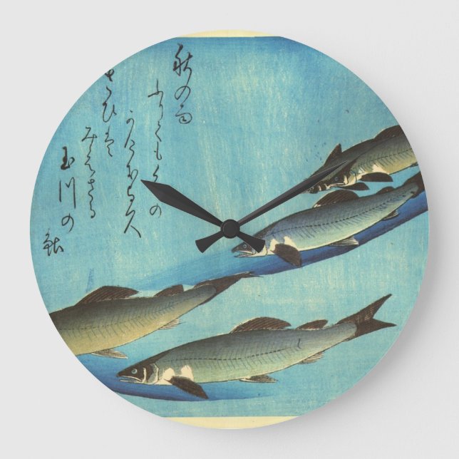 Ai (Trout) - Hiroshige's Colour Japanese Fish Prin Large Clock (Front)