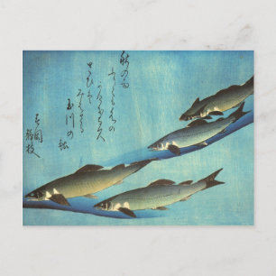 Ai (Trout) - Hiroshige's Colour Japanese Fish Prin Postcard