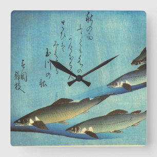 Ai (Trout) - Hiroshige's Colour Japanese Fish Prin Square Wall Clock