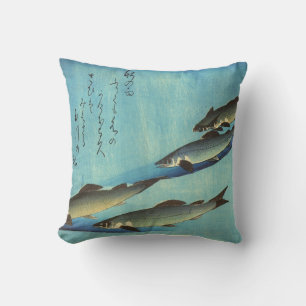 Ai (Trout) - Hiroshige's Japanese Fish Print Cushion