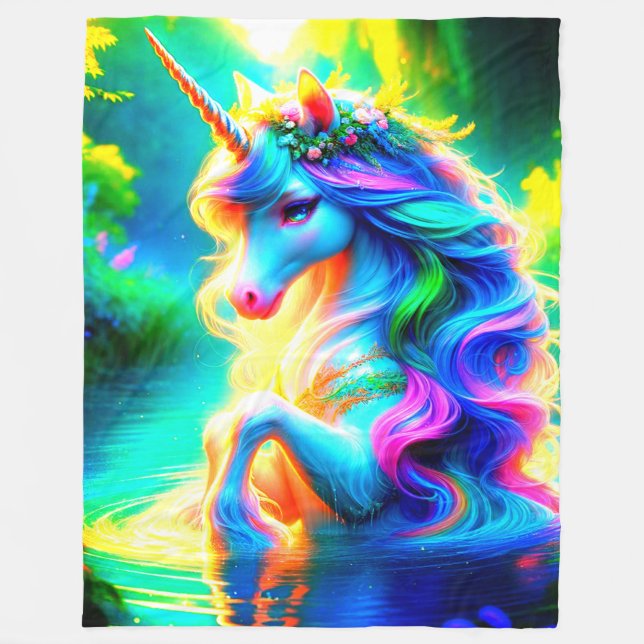 AI Unicorn Fleece Blanket (Front)