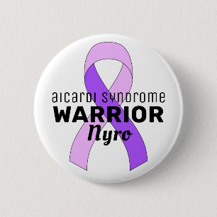 Aicardi Syndrome Warrior Ribbon White Button