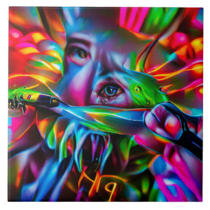 Aichmophobia: Vivid Surreal Art Ceramic Tile