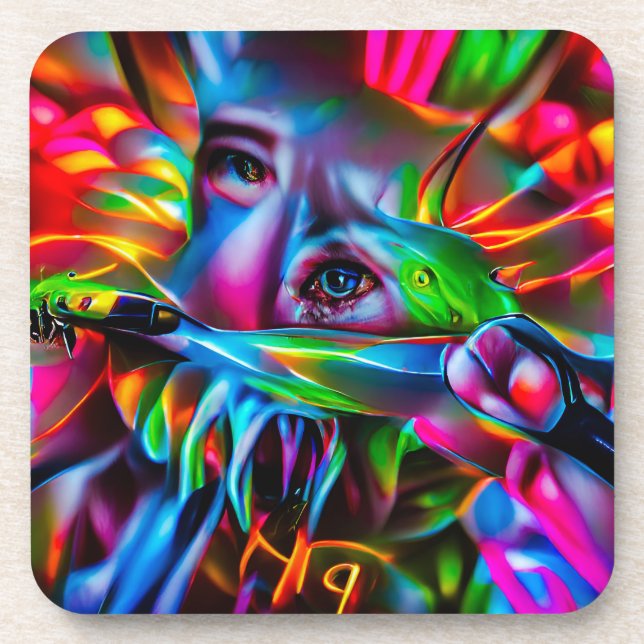 Aichmophobia:  Vivid Surreal Art Coaster (Front)