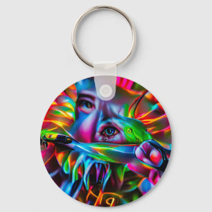 Aichmophobia: Vivid Surreal Art Key Ring