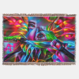 Aichmophobia: Vivid Surreal Art Throw Blanket