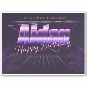 Aidan Name Vorname lila retro Sticker Geburtstag