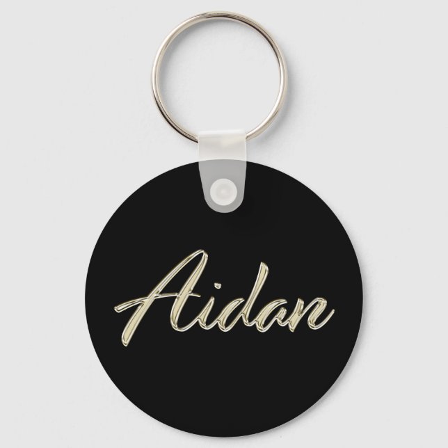 Aidan Name whitegold Button Schlüsselanhänger Key Ring (Front)