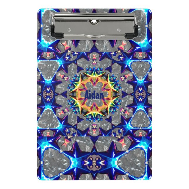 AIDAN ~ TRIPPY 3D Pattern Personalised  Mini Clipboard (Front)