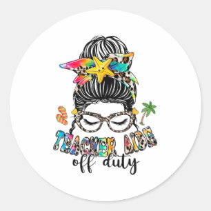 Aide Off Duty Messy Bun Last Day Of School Classic Round Sticker