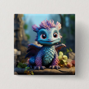 Aiden, a Whimsical Dragon 15 Cm Square Badge