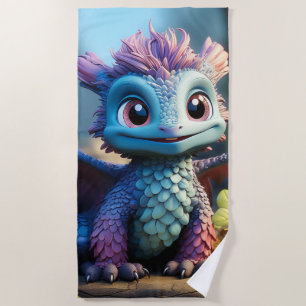 Aiden, a Whimsical Dragon Beach Towel
