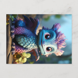 Aiden, a Whimsical Dragon Holiday Postcard