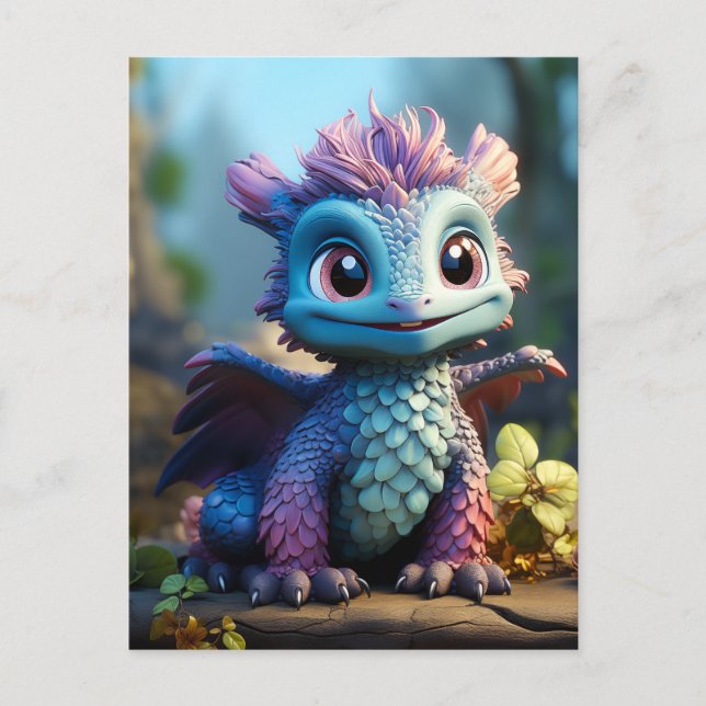 Aiden, a Whimsical Dragon  Holiday Postcard (Front)