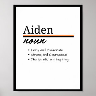 Aiden, Boy Personalised Name Definition Poster