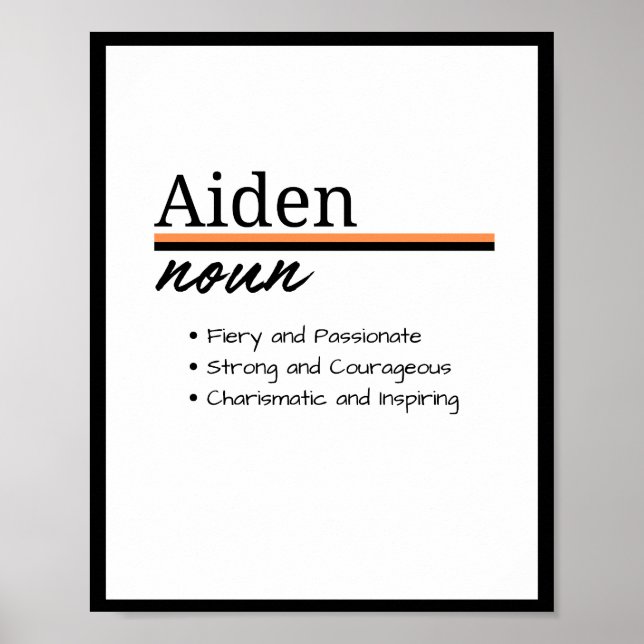 Aiden, Boy Personalised Name Definition  Poster (Front)