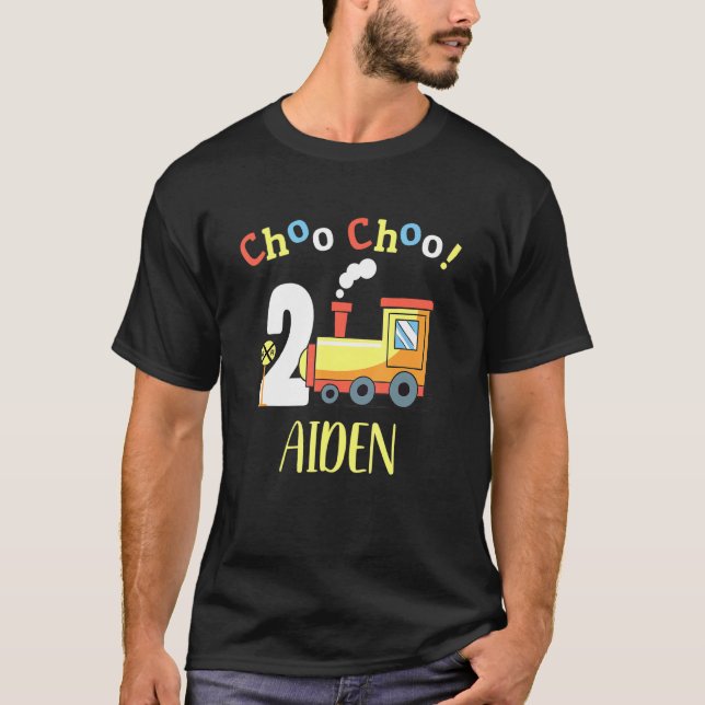 Aiden Choo Choo Two Train 2nd Birthday Turning 2 T-Shirt (Front)