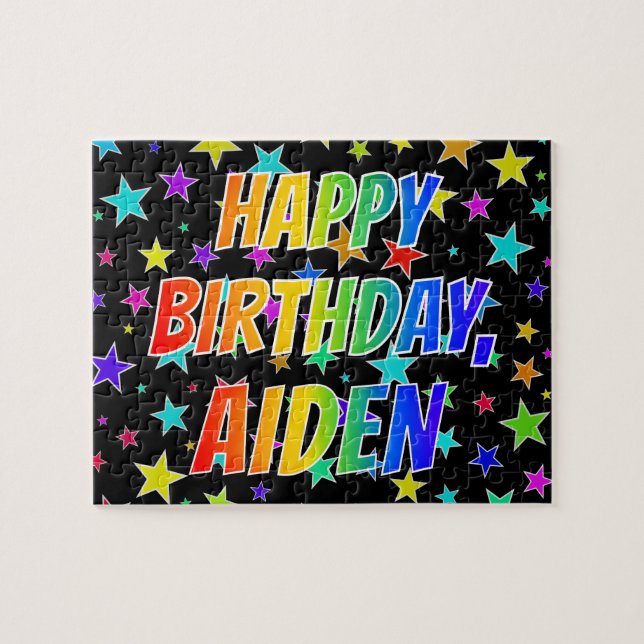 "AIDEN" First Name, Fun "HAPPY BIRTHDAY" Jigsaw Puzzle (Horizontal)