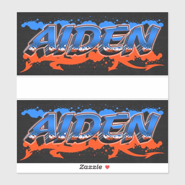 Aiden First Name Graffiti Sticker (Sheet)