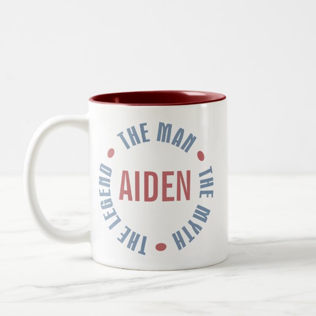 Aiden Man Myth Legend Customisable Two-Tone Coffee Mug (Left)