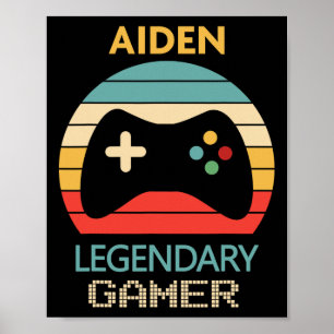 Aiden Name Gift - Personalised Legendary Gamer Poster