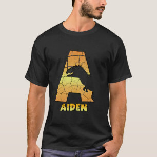 Aiden personalised boys dinosaur cute custom kids T-Shirt