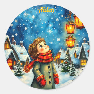 AIDEN ~ PRETTY 3D! Gold, Red and Green ~ Classic Round Sticker