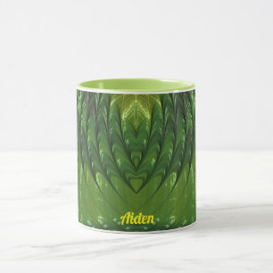 AIDEN ~ Zany 3D Fractal ~ Green Lover Mug