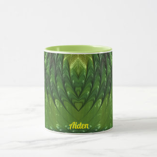 AIDEN ~ Zany 3D Fractal ~ Green Lover Mug