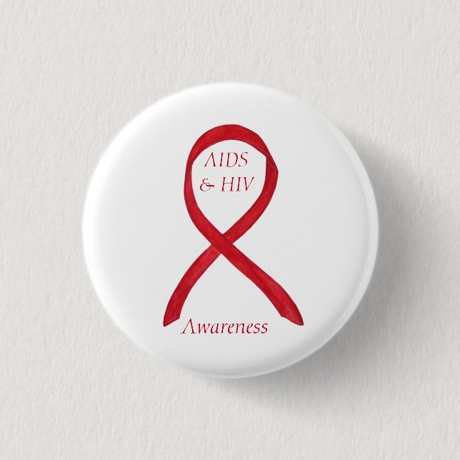 AIDS and HIV Awareness Ribbon Customised Pin (Front)