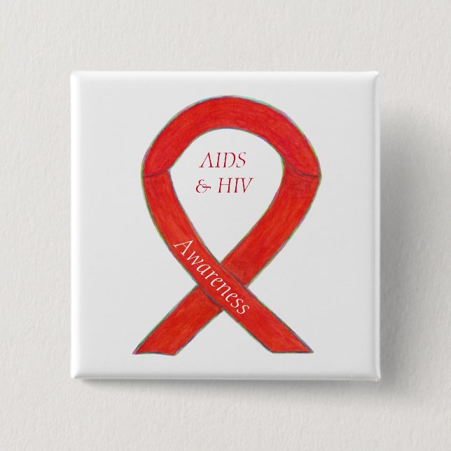 AIDS and HIV Awareness Ribbon Customised Pin (Front)