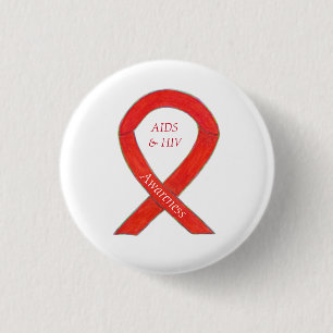 AIDS and HIV Awareness Ribbon Customised Pin