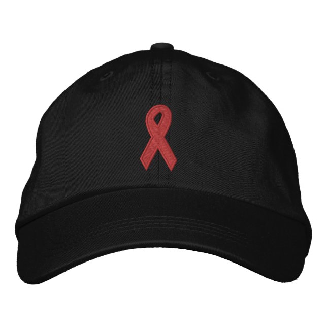 AIDS Awareness Ribbon Embroidered Hat (Front)