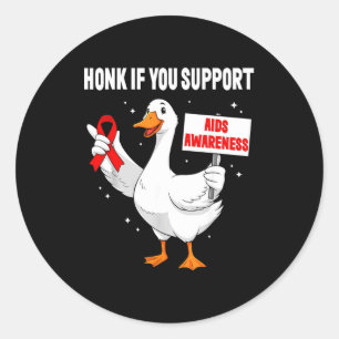 Aids_hiv Awareness Funny Goose World Aids Day Red Classic Round Sticker