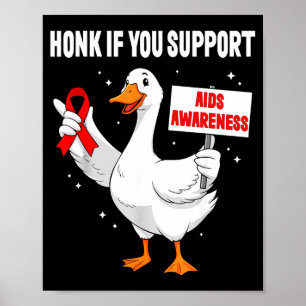 Aids_hiv Awareness Funny Goose World Aids Day Red  Poster