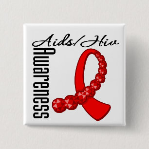 Aids HIV Awareness Gemstone Ribbon 15 Cm Square Badge