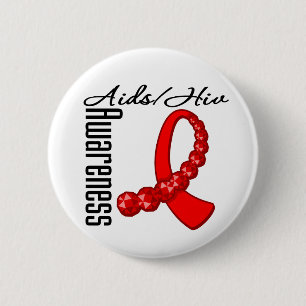 Aids HIV Awareness Gemstone Ribbon 6 Cm Round Badge