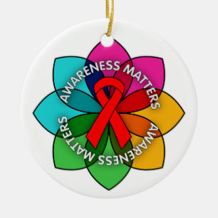 AIDS HIV Awareness Matters Petals Ceramic Ornament