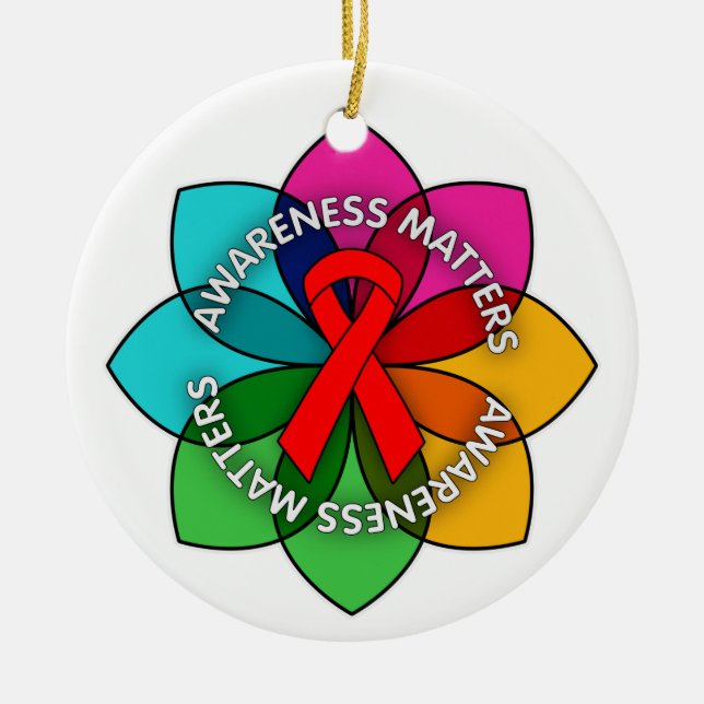 AIDS HIV Awareness Matters Petals Ceramic Ornament (Front)