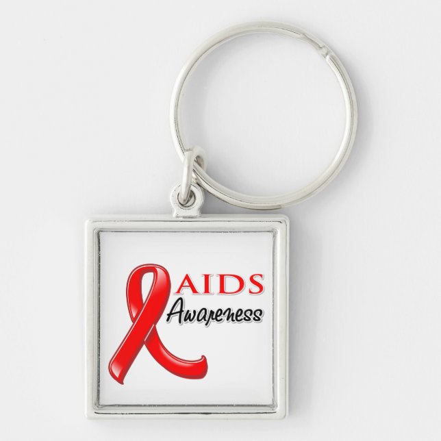 AIDS HIV Awareness Ribbon Key Ring (Front)